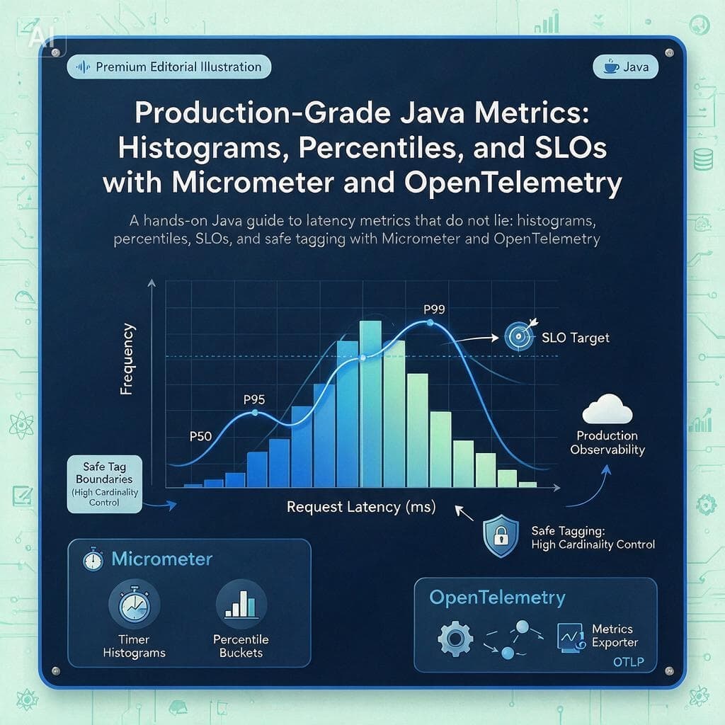 Production-Grade Java Metrics: Histograms, Percentiles, and SLOs with Micrometer and OpenTelemetry cover image